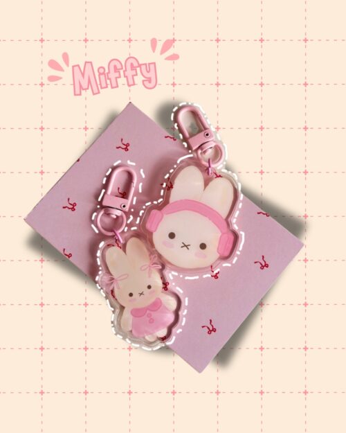 Miffy Bunny Coquette Acrylic Keychain–Cute Pink Bag Charm